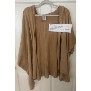 Chico’s Camel Hooded Cardigan Wrap Poncho One Size Soft Knit